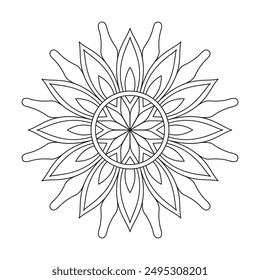 symmetrical patterns in warm colors on a teal background mandala design for coloring book page