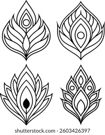A symmetrical peacock feather outline forming a monogram-style logo