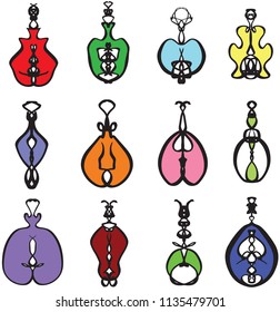 Symmetrical Perfume Bottle Logo Design Vectors