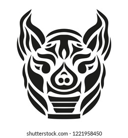 Symmetrical Pig head in paper cut style. Vector illustration