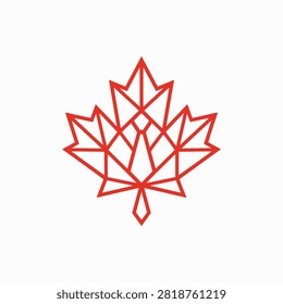 Symmetrical polygonal maple leaf design for nature or Canadian themes.