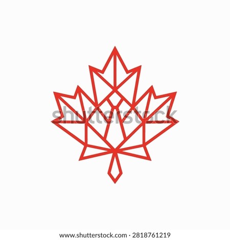 Symmetrical polygonal maple leaf design for nature or Canadian themes.