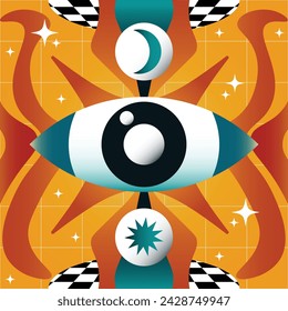 Symmetrical Poster Background Psychedelic Art Vector Illustration