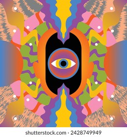 Symmetrical Poster Background Psychedelic Art Vector Illustration