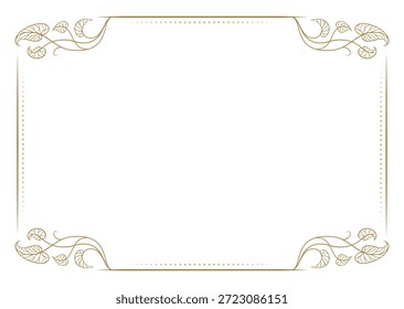 Marco floral rectangular simétrico. Borde botánico decorativo en estilo de arte de línea.
