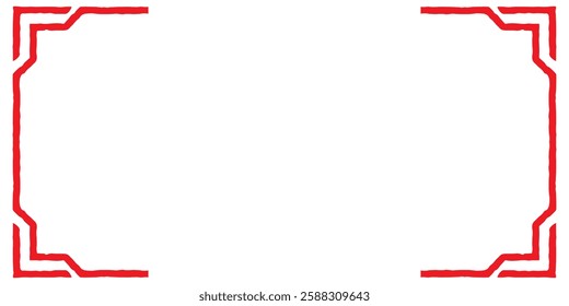 Symmetrical Red Corner Ornament Frame Vector Design.