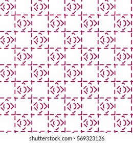 Symmetrical red embroider geometric seamless pattern
