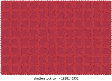 Symmetrical red tiles background in squares.