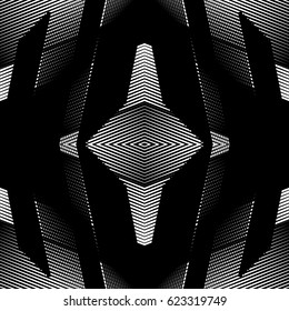 Symmetrical repeatable mesh, grid background with mirrored geometry
