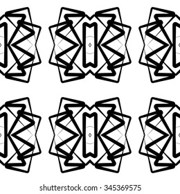 Symmetrical repeatable pattern with random lines. Vector.