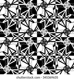 Symmetrical repeatable pattern with random lines. Vector.