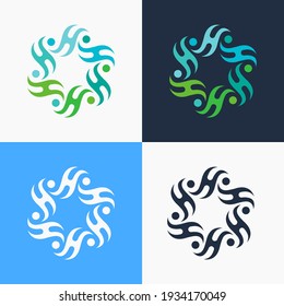 Symmetrical rotation logo of the letter H into 6 sides which looks charming. The logo also has a circular shape that symbolizes humans. Perfect for a variety of companies including non-profit, etc,