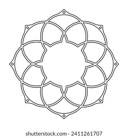 Symmetrical round pattern. Circular mandala shape vector illustration.