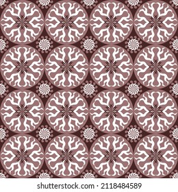 symmetrical seamless antique pattern in burgundy colors for tiles, textiles, carpets, covers, websites, backgrounds, screensavers, gift packages, postcards