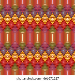 Symmetrical seamless geometric vector background in various colors