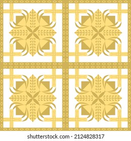 symmetrical seamless golden antique pattern consisting of squares, ovals and lines for tiles, textiles, carpets, covers, websites, backgrounds, screensavers, gift packages, postcards