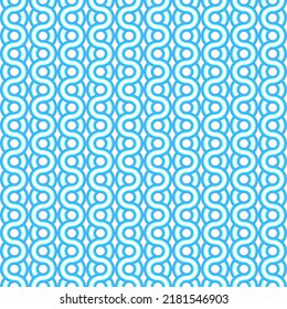 Symmetrisches, nahtloses Muster mit blauen und azur-gewölbten Linien, Vektorgrafik.