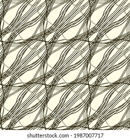 Symmetrical seamless pattern of curved lines. Interior decor. 