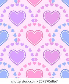 Symmetrical seamless pattern with hearts. 