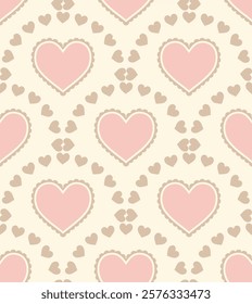 Symmetrical seamless pattern with hearts. 