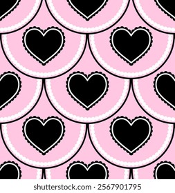 Symmetrical seamless pattern with layered hearts. Perfect for Valentine's Day or other love themed projects. 