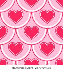 Symmetrical seamless pattern with layered hearts. Perfect for Valentine's Day or other love themed projects. 