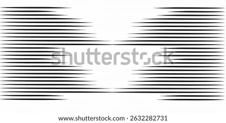 Symmetrical set of black comic-style tapered speed lines on a white background. Ideal for manga, anime, action scenes, motion effects, and dynamic graphic design emphasizing energy and direction.
