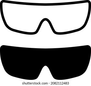 Symmetrical set of glasses and sunglasses
