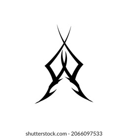 Symmetrisches und scharfaussehendes Tätowiermaterial, Vektorlogo, Vektorgrafik