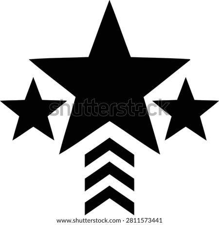 A Symmetrical Silhouette Of A Star Rising Over Chevron Arrow Bars. Suitable For Customer Reviews, Quality Ratings, and Outstanding Achievements.