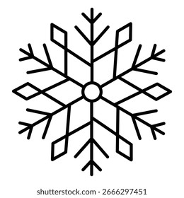 Symmetrical Snowflake Vector Icon Illustration for Holiday and Winter Decor