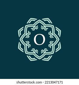 symmetrical and sophisticated flower petal letter O logo. technological and modern floral emblem. lotus flower alphabet emblem