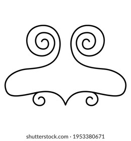 Symmetrical spiral Viking ornament or frame. Black and white linear silhouette.