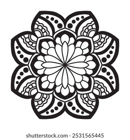 Symmetrical Splendor  adult coloring book mandala page . Easy Mandala Coloring Book Pages for Adults to Relax, Experiences Give Relief. Resizeable Vector File