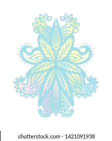 Symmetrical spot with floral motifs. Abstract pattern, delicate colors. Design for backgrounds, wallpapers, covers and packaging. Printing on a yoga mat.