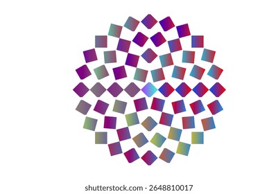 Quadrados simétricos espiral em cores vibrantes gradiente no arranjo circular ilustração para vários projetos de design de padrão de fundo 