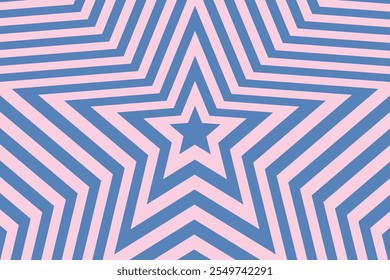 Symmetrical star pattern with concentric lines in pastel blue and pink. This modern design creates a dynamic visual illusion, perfect for backgrounds, digital art, or decorative use.