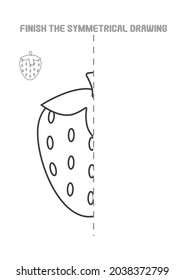 symmetrical strawberry early learning kindergarten worksheets workbook coloring pages 