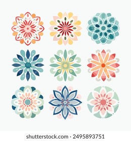 symmetrical stylized watercolor Mandala. Delicate watercolor flower mandala, Floral Watercolor Mandala Clipart, watercolor illustration of Muslim mandala Ramadan concept, Handcrafted Mandal