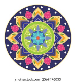 symmetrical stylized watercolor Mandala. Delicate watercolor flower mandala, Floral Watercolor Mandala Clipart, watercolor illustration of Muslim mandala Ramadan concept.