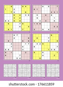 Symmetrical Sudoku. Set n.58. Moderate. 26, 24, 22, 20 clues. 