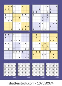 Symmetrical Sudoku. Vector set n.53. Moderate and very hard. 24 clues.