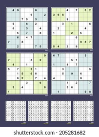 Symmetrical Sudoku. Vector set n.67. Very hard and extreme. 25, 24, 24, 23 clues. 
