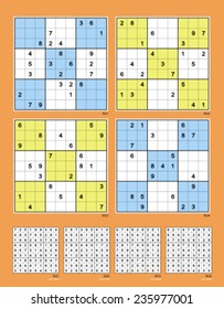 Symmetrical Sudoku. Vector set n.75. Very hard. 24, 23, 22, 21 clues. 