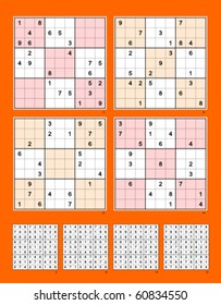 Symmetrical Sudoku vector set. Very Hard. 24, 23, 22, 21 clues