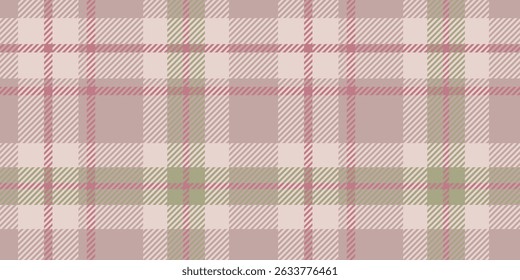 Symmetrical tartan design in beige, light pink, and olive green, creating a seamless pattern.