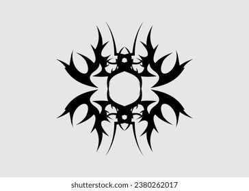 symmetrical tattoo vector, nice, sharp, symmetrical, black, gothic, girl, body decoration