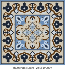 Symmetrical tiles for abstract pattern, vintage flowers