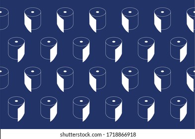 Symmetrical toilet paper design, white on blue