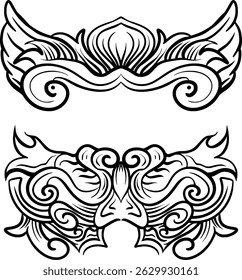 Symmetrical traditional carved ornamental design